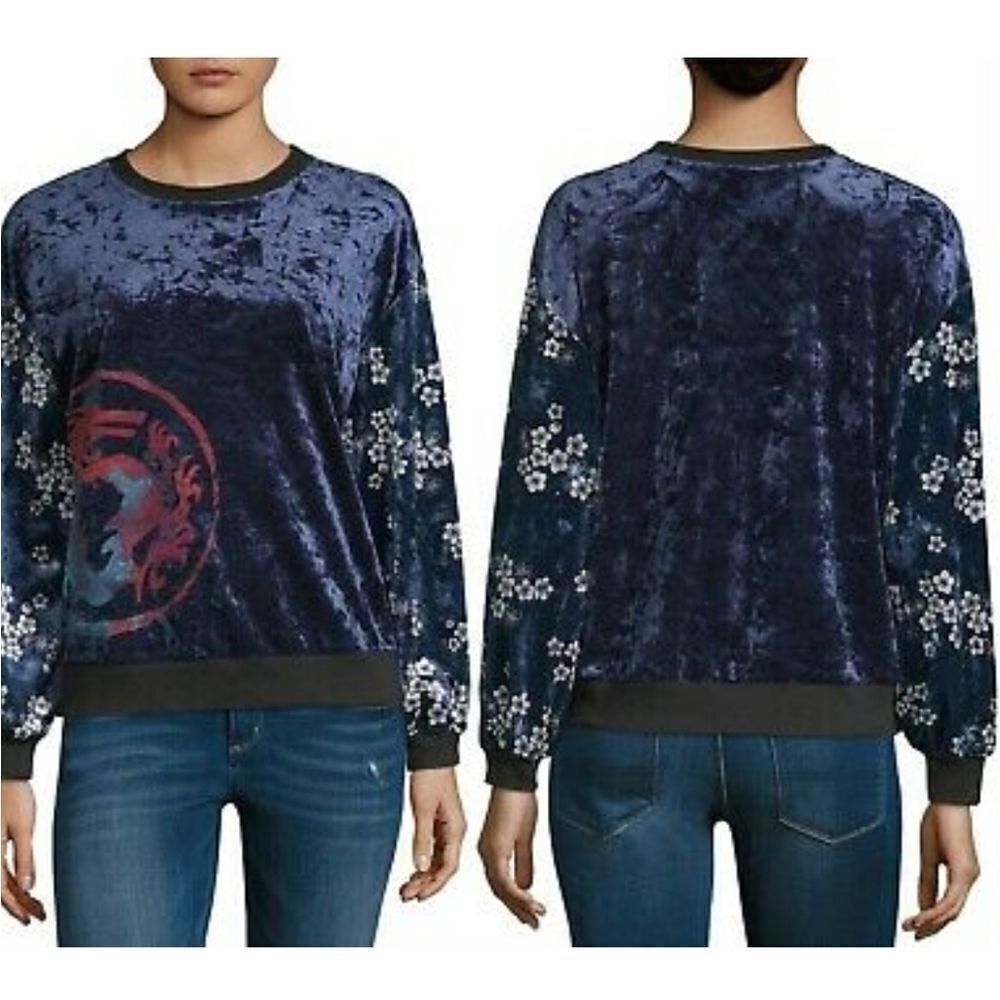 Disney Princess Mulan blue Velvet Sweatshirt